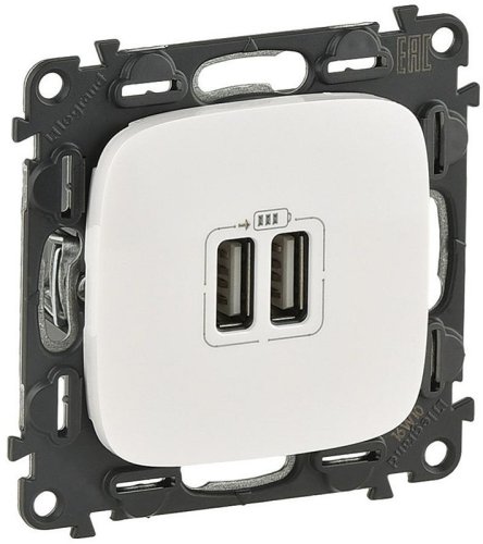 Розетка USB тип A+A без рамки Legrand Valena Allure 2-м. 1500мА белый картинка